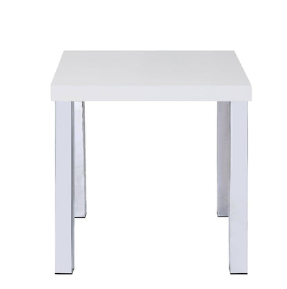 Harta - End Table - White High Gloss & Chrome