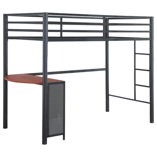 Fisher - Twin Workstation Loft Bed - Gunmetal