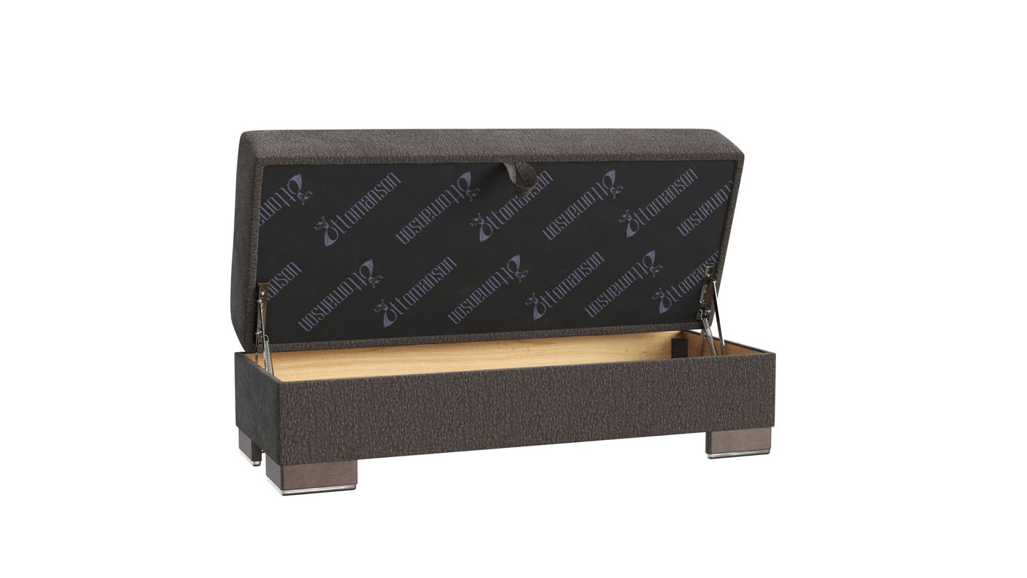 Ottomanson Armada X - Upholstered Convertible Wood Trimmed Ottoman With Storage - Gray Chenille