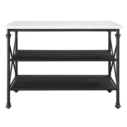 Brahm - Kitchen Island - White Marble Top & Gray