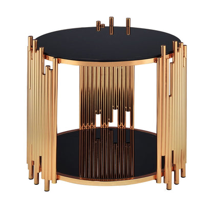 Tanquin - End Table - Black Glass & Gold