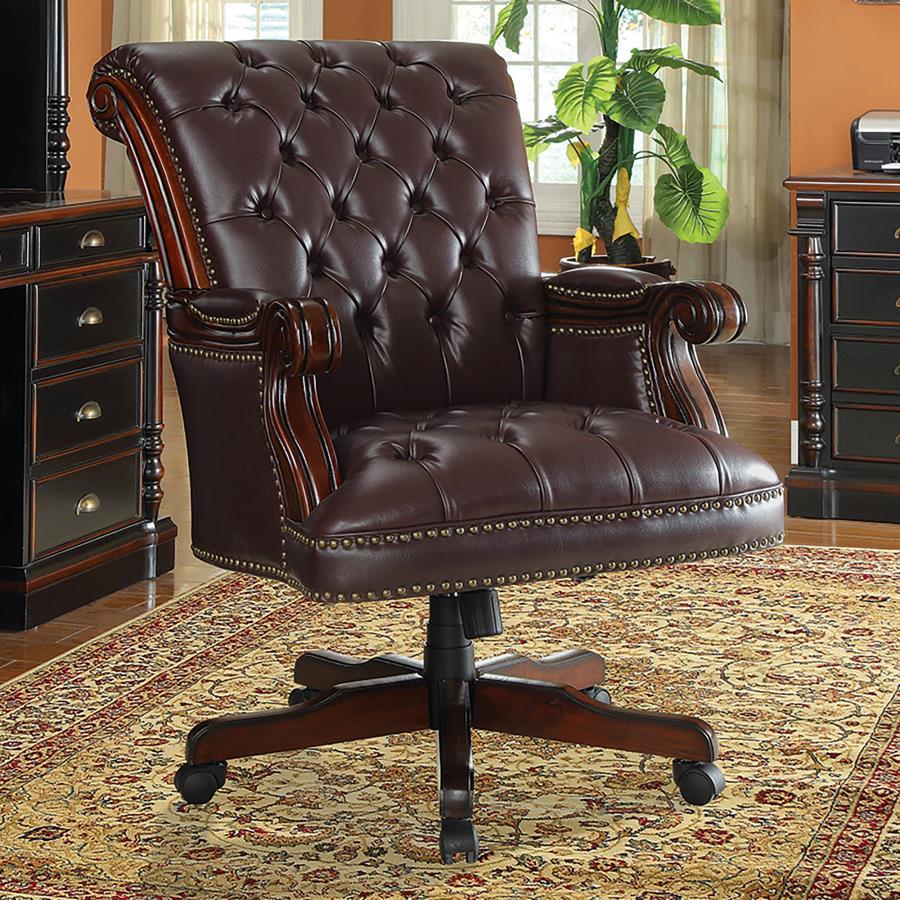 Calloway - Upholstered Executive Office Desk Chair - Dark Brown