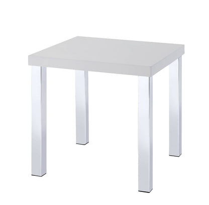 Harta - End Table - White High Gloss & Chrome