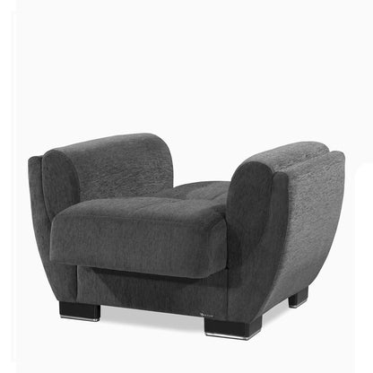 Ottomanson Armada Air - Upholstered Convertible Armchair With Storage - Gray Chenille