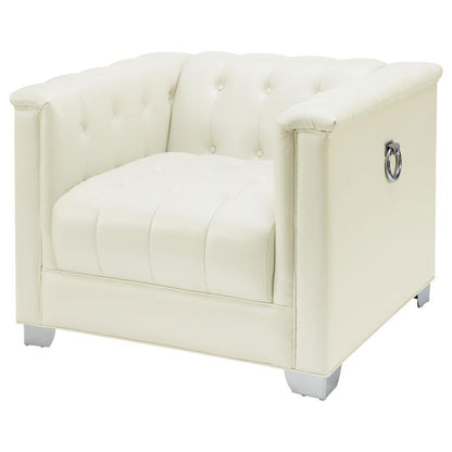 Chaviano - Upholstered Track Arm Accent Chair - Pearl White