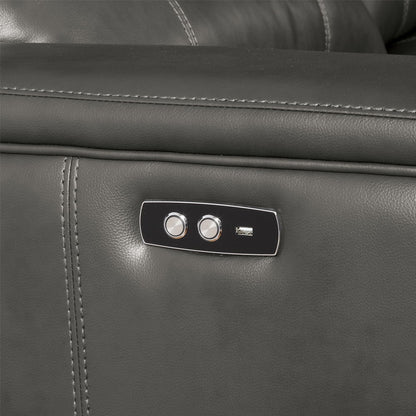 Saul - Power Motion Sectional Sofa - Gray Leather-Aire