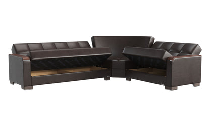 Ottomanson Armada X - Upholstered Convertible Wood Trimmed Sectional With Storage