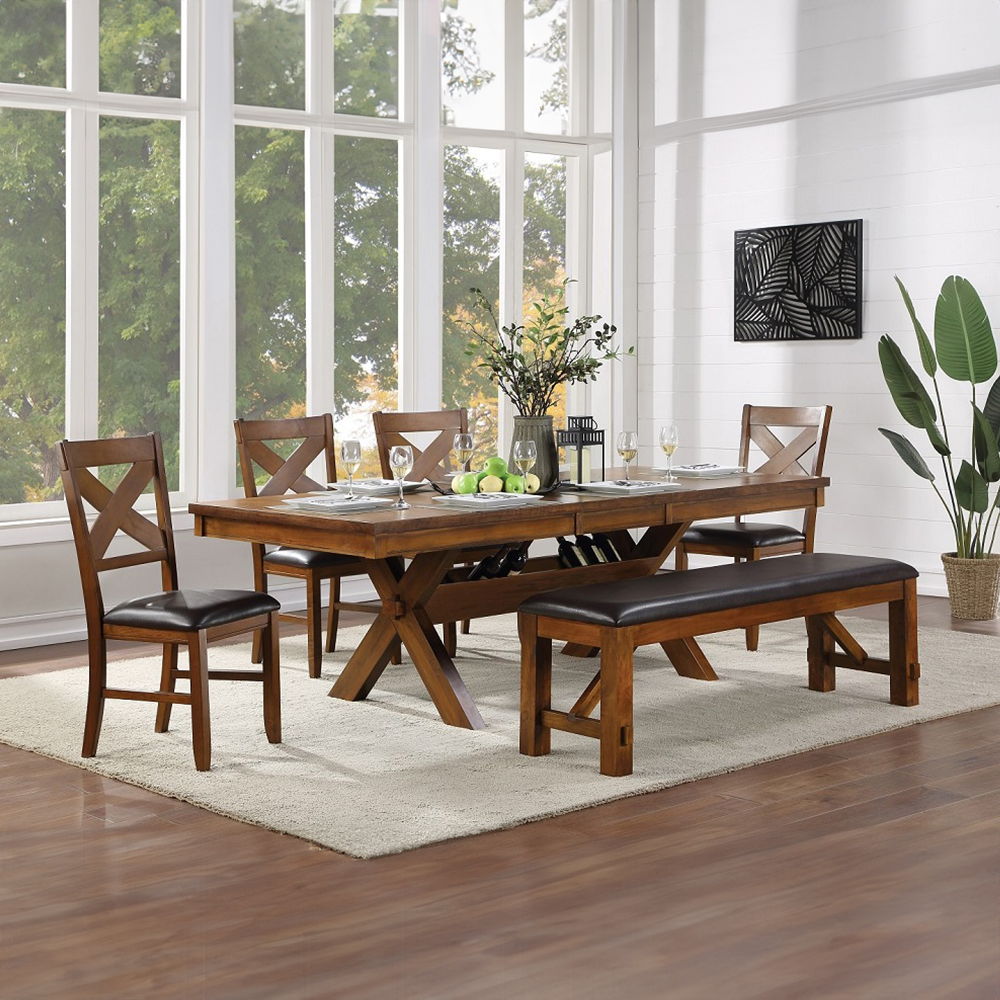 Apollo - Bench - Espresso Synthetic Leather & Walnut