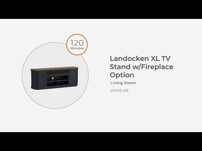 Landocken - XL TV Stand With Fireplace Option - Brown / Blue